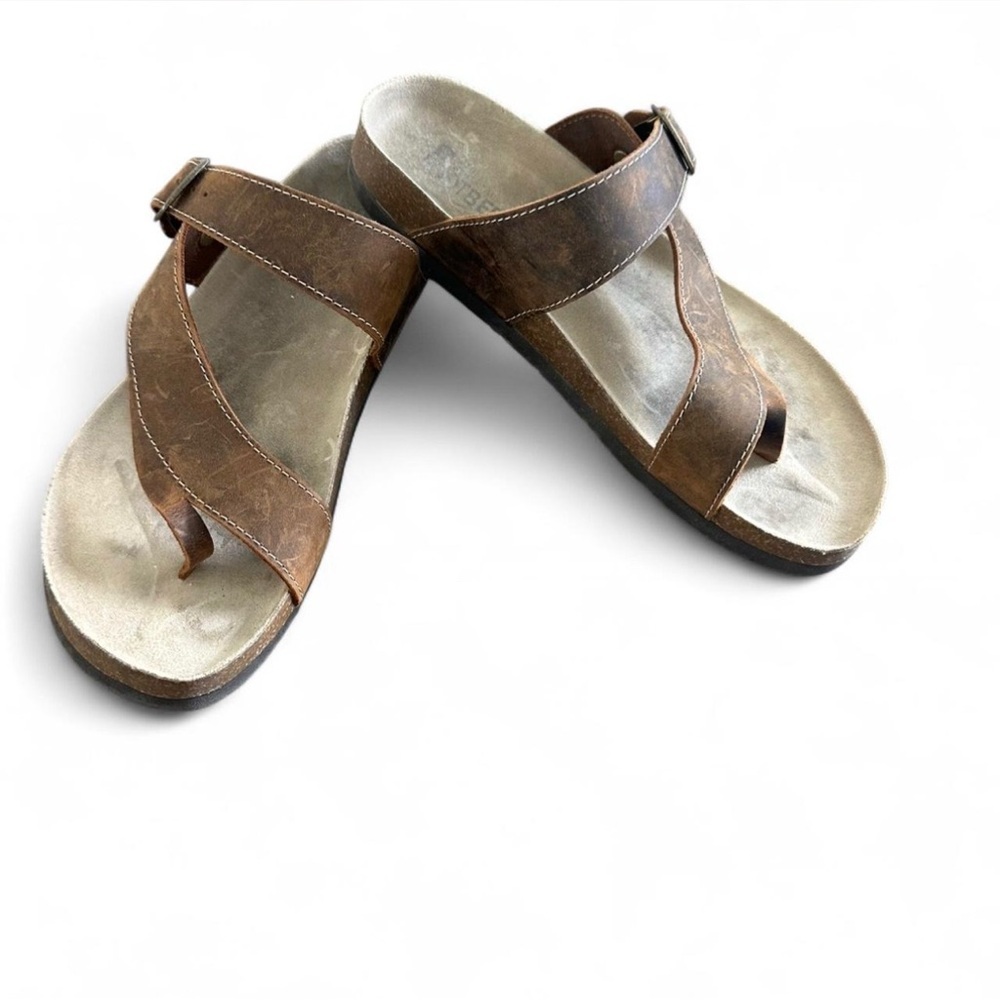 Brown Leather‎ Footbed Sandals